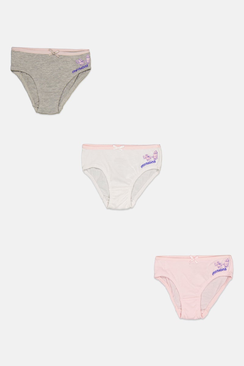 Minions Toddlers Girl 3 Pieces Graphic Print Briefs, Multicolor - Image 2