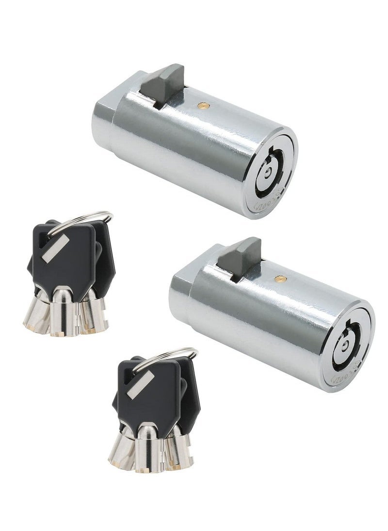 Vending Machine Lock and Key, 2 Pack Universal Security Soda Machine Lock with Tubular Keyway Fits Most T Handle Locks, Replacement for Coke Snack Candy Machine Lock