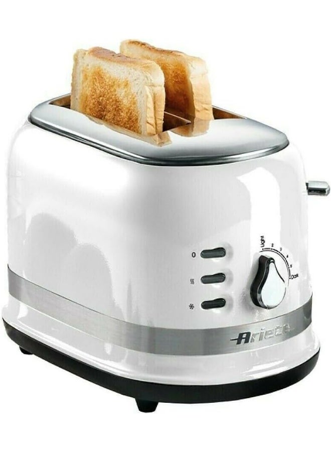 Ariete Moderna 2 Slice Toaster 0149W with 6 Browning Levels, Auto Eject, Crumb Tray, Defrosting and Reheating Functions, Cord Wrap, Metal Body, 800W, White - Image 1