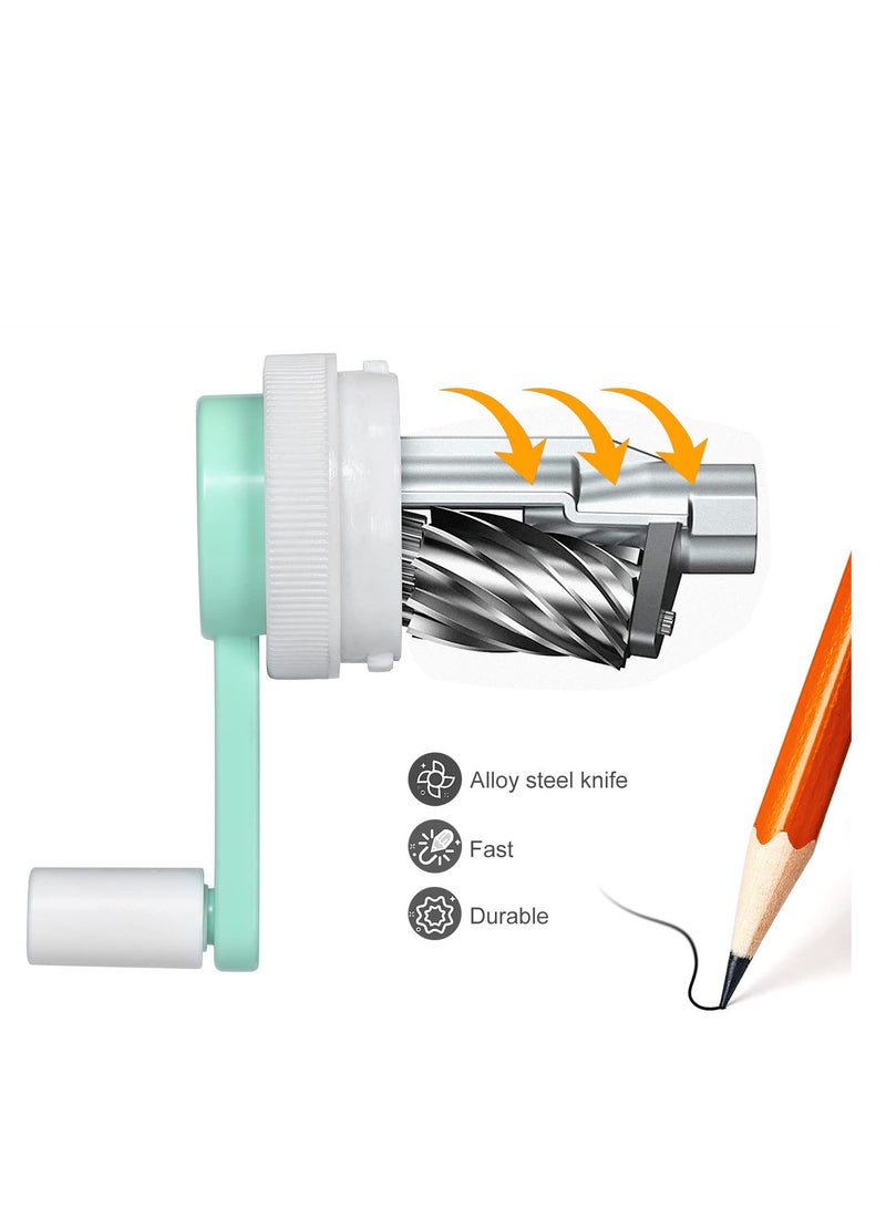 Hand Crank Pencil Sharpeners with Durable Spiral Blades for Home School and Art - Ideal for #2 and HB Pencils Green - Image 5