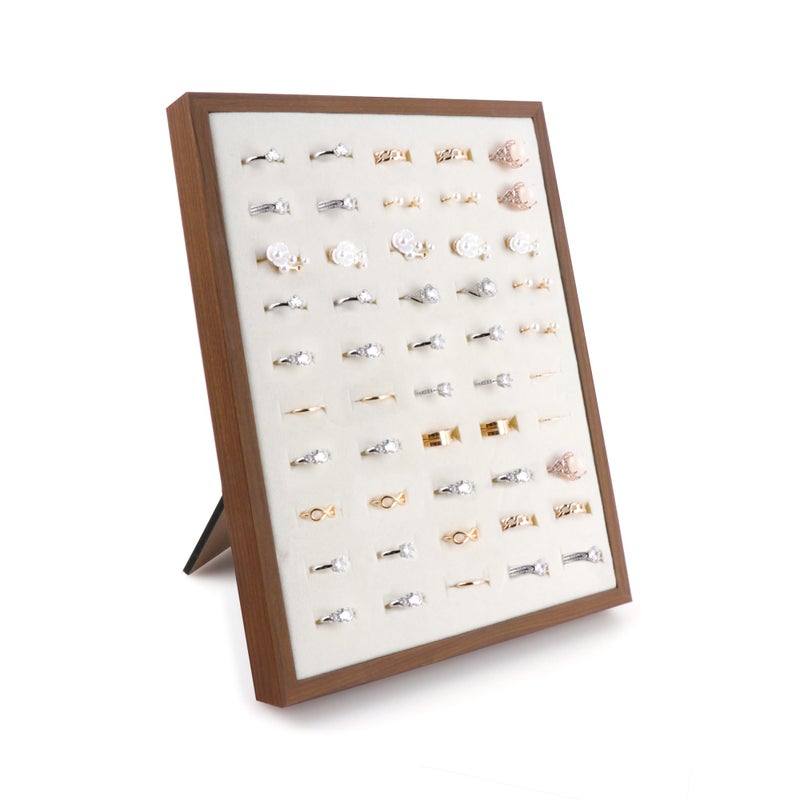 Homeanda Ring Display Stand - 50 Slots L-Shaped Velvet Jewelry Tray Ring Board Earrings Organizer for Vendors - Image 1