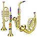 Treela Set of 4 Musical Instruments for Kids Toy Clarinet Saxophone Trumpet and Horn Set for Beginners with Over 10 Color Coded Keys Christmas Educational Musical Gifts for Children ToddlersGold - Image 4