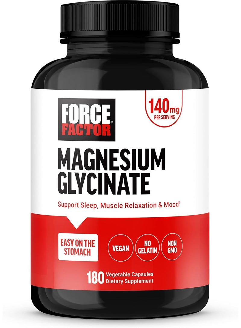 فوريس فاكتور غليسينات المغنيسيوم، مكمل غذائي من المغنيسيوم للنساء والرجال لدعم النوم، واسترخاء العضلات، وتحسين المزاج، لطيف على المعدة، نباتي، يكفي لمدة 3 أشهر، 180 كبسولة - Image 1