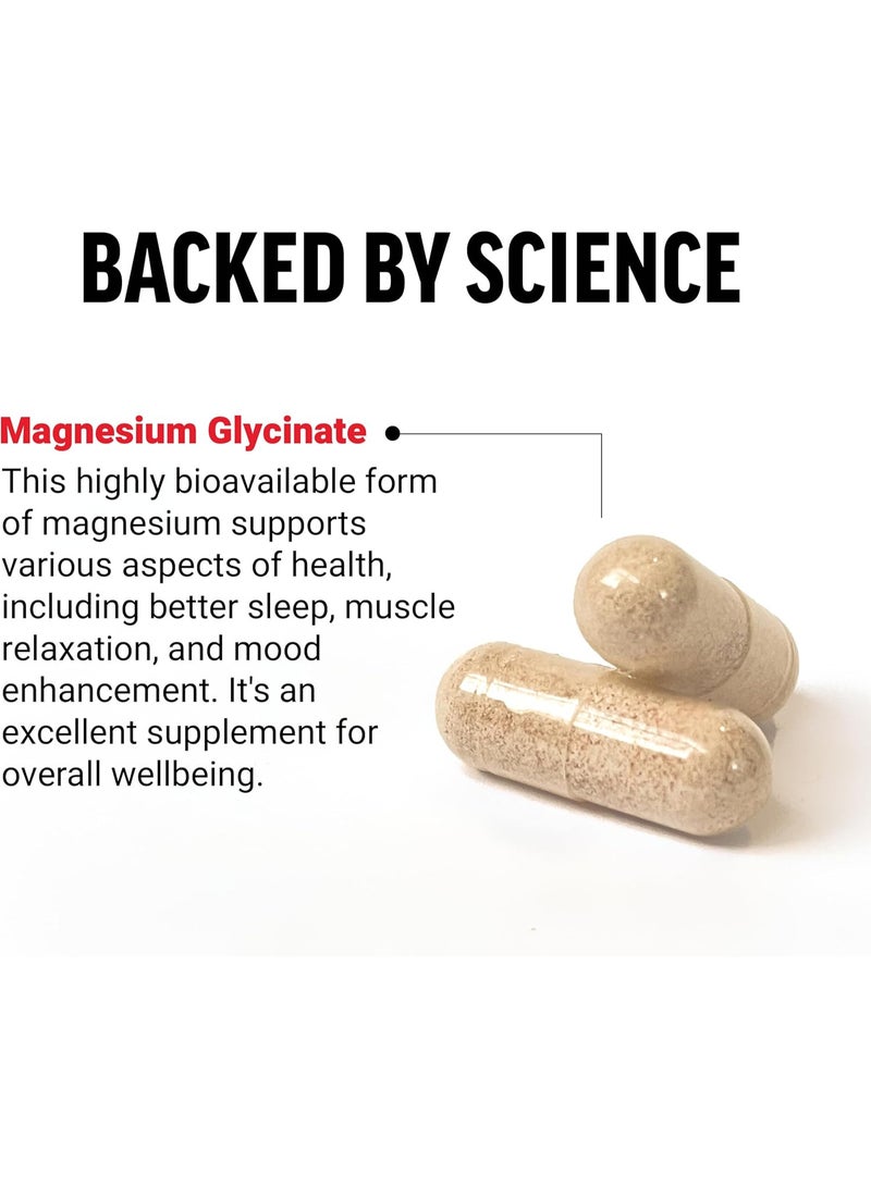 فوريس فاكتور غليسينات المغنيسيوم، مكمل غذائي من المغنيسيوم للنساء والرجال لدعم النوم، واسترخاء العضلات، وتحسين المزاج، لطيف على المعدة، نباتي، يكفي لمدة 3 أشهر، 180 كبسولة - Image 3