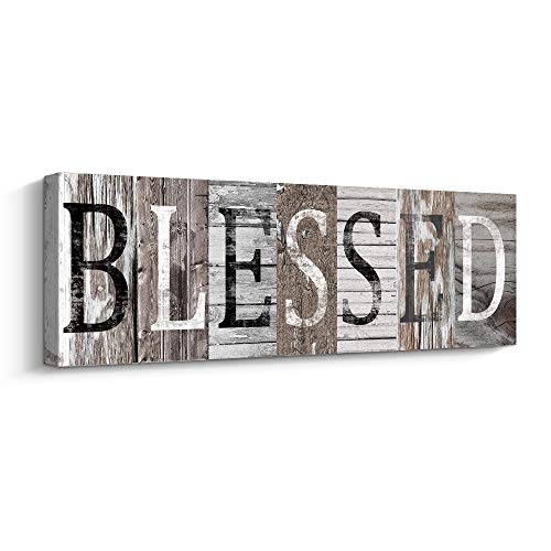 Pinetree Art Blessed Sign Canvas Wall Art Decor Inspirational Motto Canvas Prints (With Solid Wood Inner Frame) (Blessed, 6 x 17 inch) - Image 1