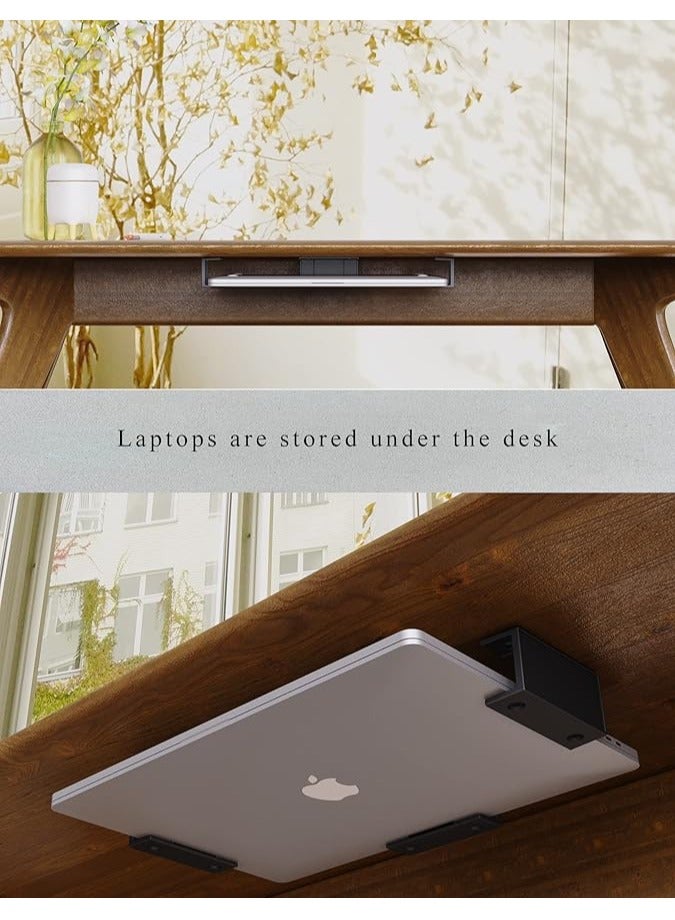 Green Tiger Under Desk Laptop Mount Under Desk Laptop Drawer with Adhesive & Screw Fit for Macbooks, Keyboard, Routers, Modems, Cable Box, Network Switch and More (Black) - Image 4