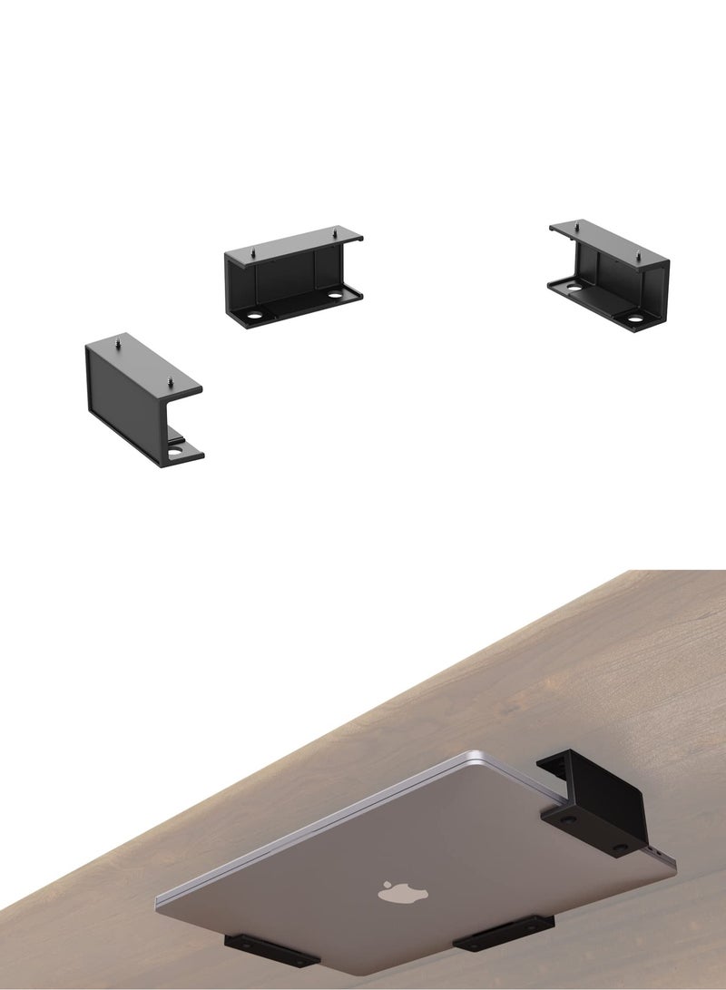 Green Tiger Under Desk Laptop Mount Under Desk Laptop Drawer with Adhesive & Screw Fit for Macbooks, Keyboard, Routers, Modems, Cable Box, Network Switch and More (Black) - Image 1