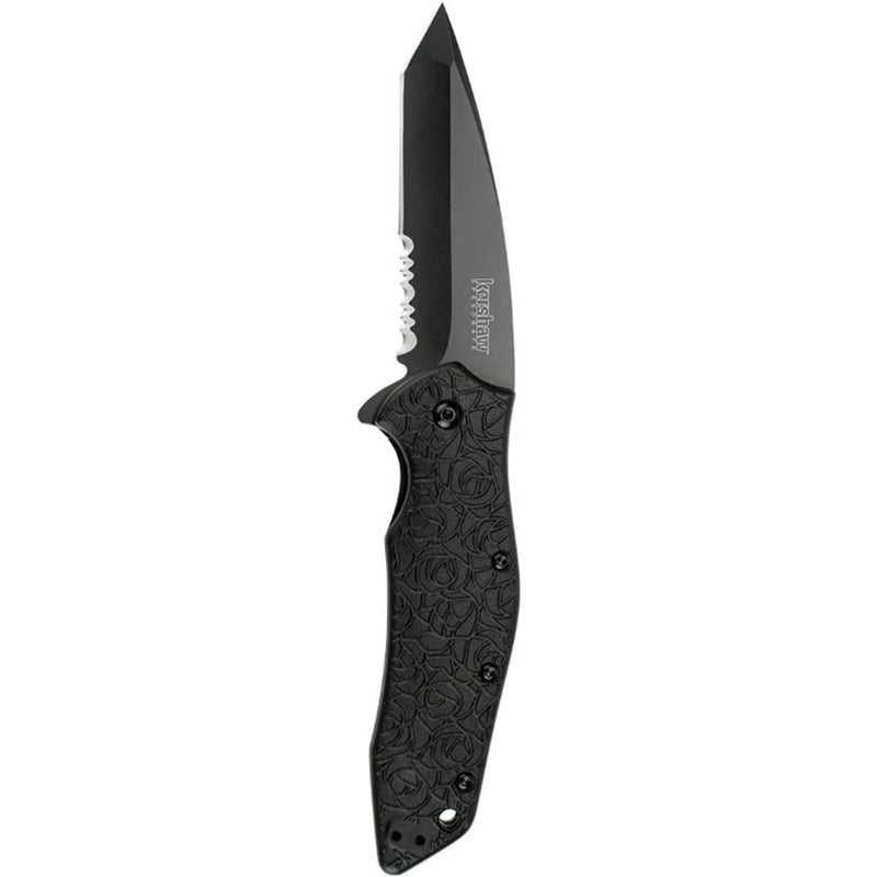 Kershaw Kuro Tanto Assisted Opening Knife (3.125" Black Serr) 1835TBLKST - Image 3