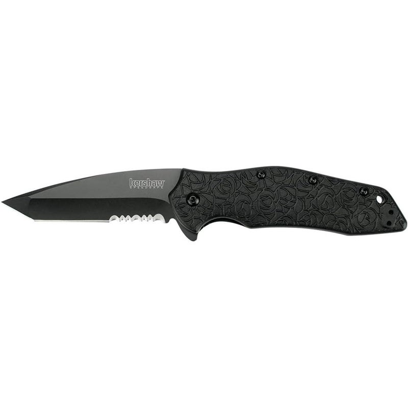 Kershaw Kuro Tanto Assisted Opening Knife (3.125" Black Serr) 1835TBLKST - Image 2