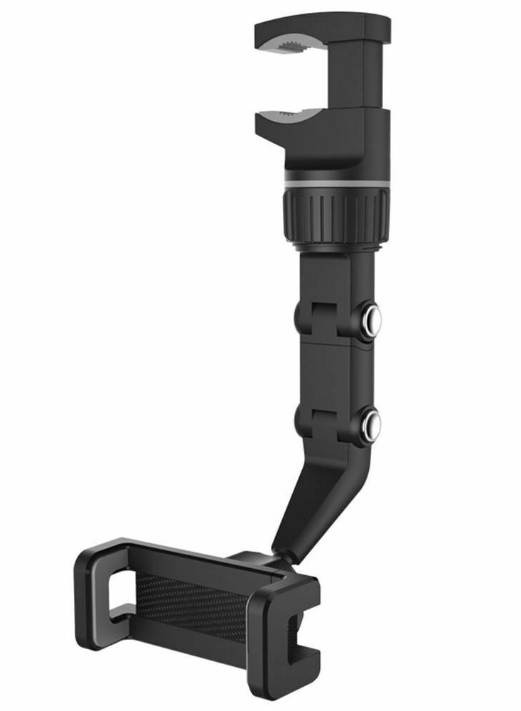Car Phone Holder Multifunctional 360 Degree Rotatable Auto Rearview Mirror Mount Seat Hanging Clip Bracket Cell Phone Holder for 4.0-6.1 Inch Phone Gps Navigation Adjustable Support (black) - Image 1