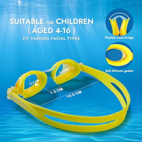 Dizokizo 2 Pack Kids Swim Goggles for Toddlers 6-14(8-12), Anti-Fog UV Protection No Leak Swimming Glasses for Boys Girls (Rose & Yellow) - Image 2