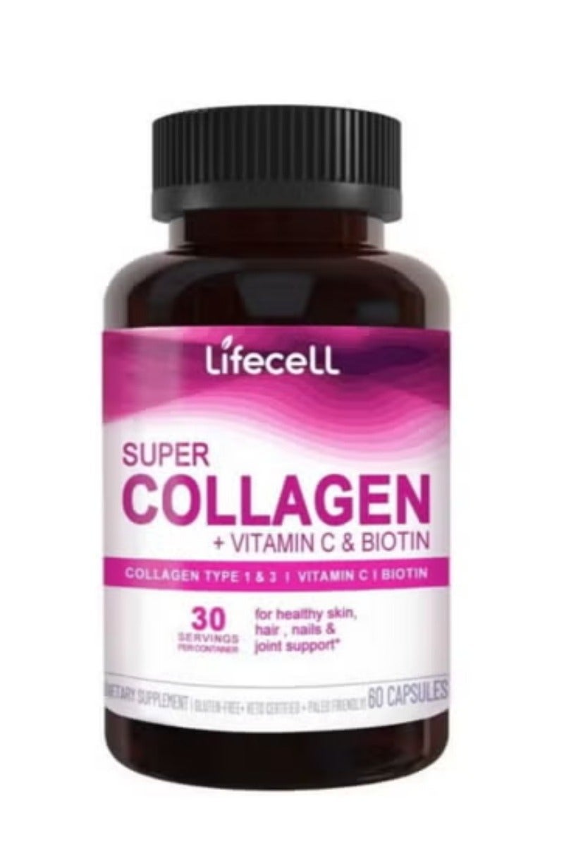 لايفسل ببتيدات الكولاجين الفائقة + فيتامين C والبيوتين 3 جرام كولاجين لكل حصة، خالي من الغلوتين، يعزز الشعر الصحي، البشرة الجميلة، ودعم الأظافر، مكمل غذائي، 06 قرصًا - Image 1