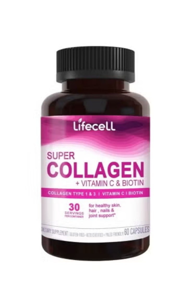 لايفسل ببتيدات الكولاجين الفائقة + فيتامين C والبيوتين 3 جرام كولاجين لكل حصة، خالي من الغلوتين، يعزز الشعر الصحي، البشرة الجميلة، ودعم الأظافر، مكمل غذائي، 06 قرصًا - Image 2