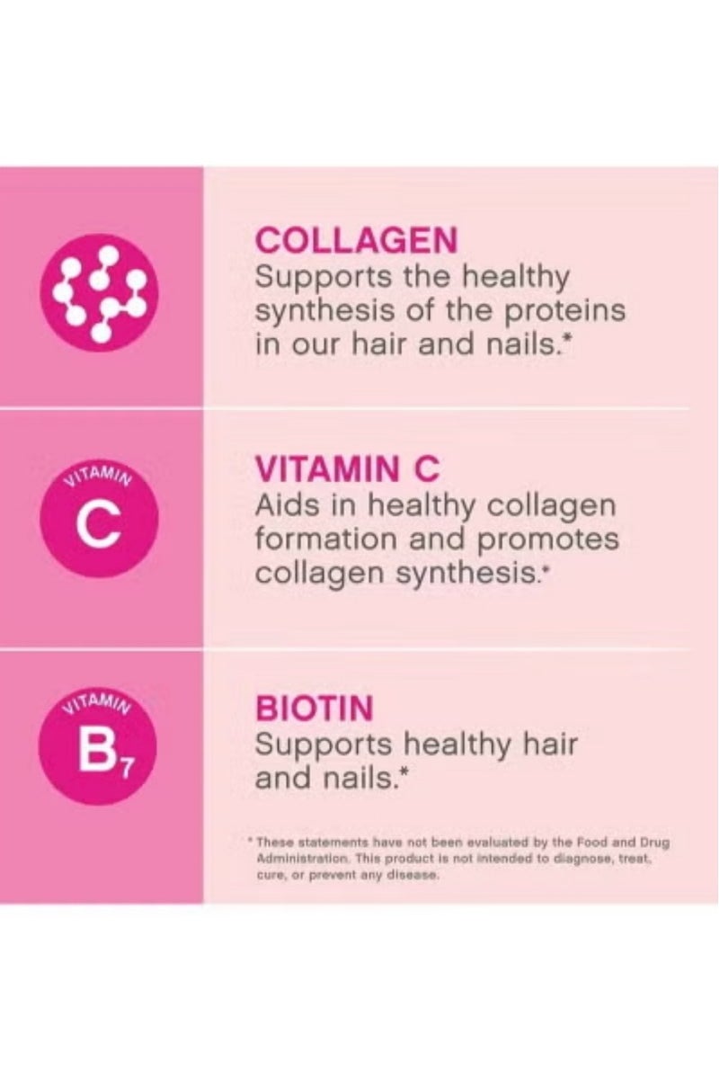 لايفسل ببتيدات الكولاجين الفائقة + فيتامين C والبيوتين 3 جرام كولاجين لكل حصة، خالي من الغلوتين، يعزز الشعر الصحي، البشرة الجميلة، ودعم الأظافر، مكمل غذائي، 06 قرصًا - Image 3