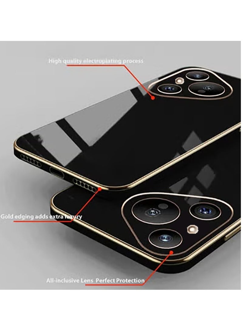 Compatible with Huawei Pura 80 cover, smooth veneer gold plated chrome, black Thin and smooth shock-proof full protection Huawei Pura 80 case -Black - Image 4