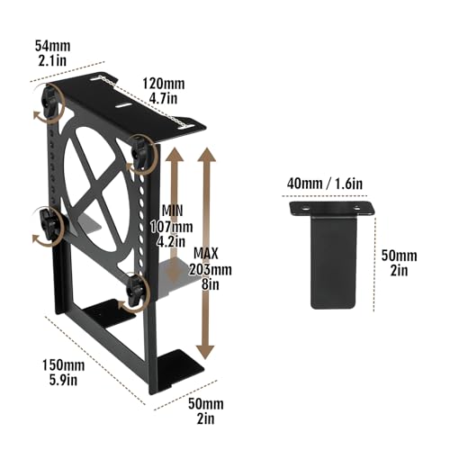 Freejia Adjustable Under Desk PC Mount Mount Bracket HolderCompatible withUPSCPUSmall Form Factor Desktop TowerHeight 428 in - Image 3