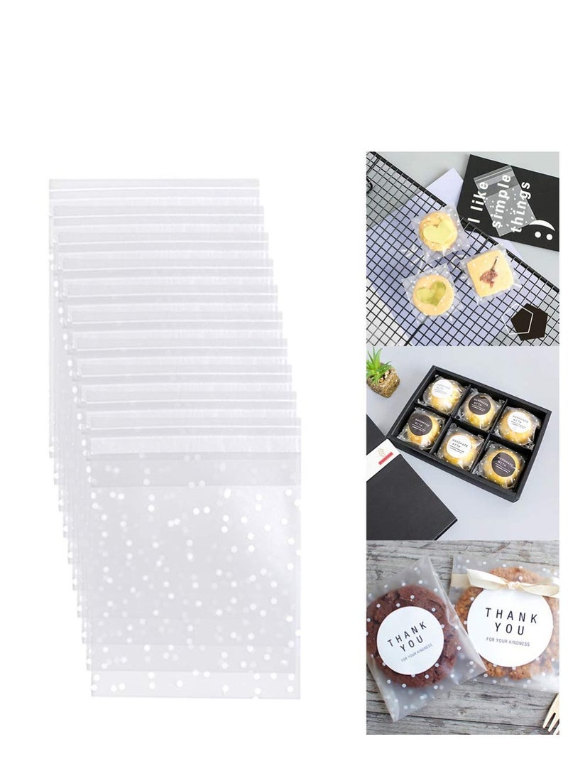 KASTWAVE 300Pcs Clear Cello Cellophane Bags Self Adhesive Thank You Plastic Bags for Bakery Candle Soap Cookie Candies Dessert Holiday New Year Party Favors - Image 1
