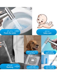 LUCKIER Stainless Steel Portable Travel Shattaf Bidet Portable Toiletries Bag Copper Diverter 3meter Hose Silicone Suction Cup with Space Aluminum Base Faucet Adapter Kit for Home/Hotel/muslim shower  - Image 4