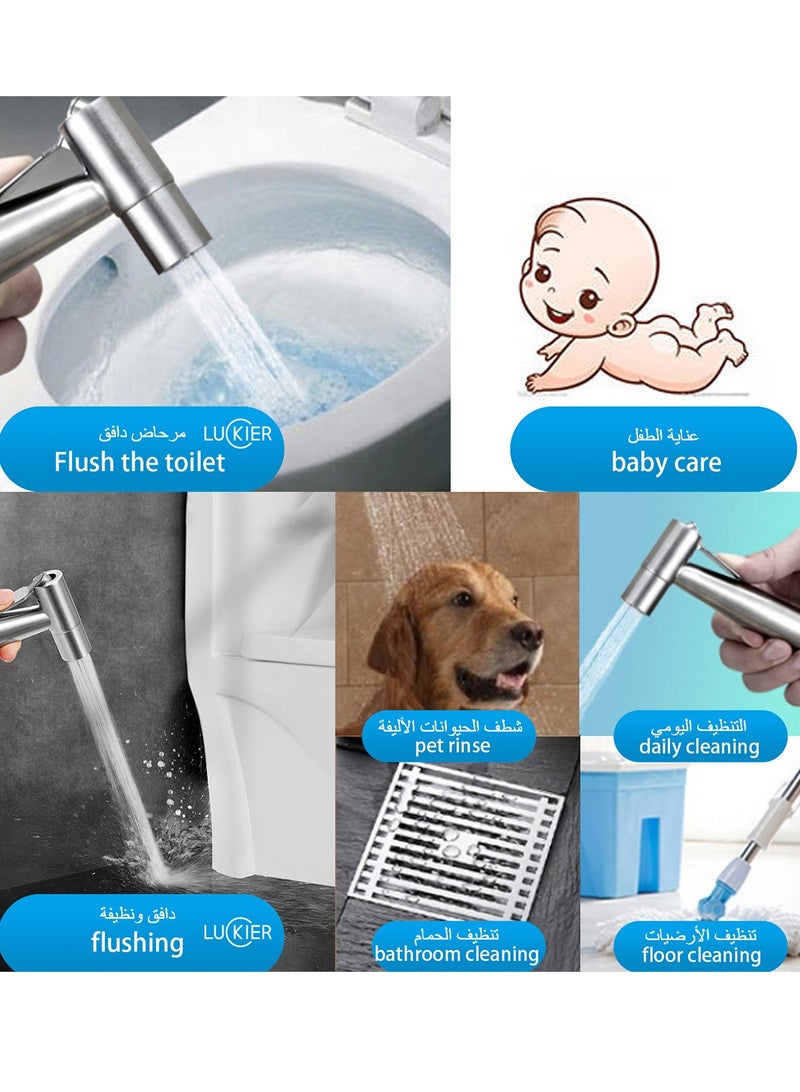 LUCKIER Stainless Steel Portable Travel Shattaf Bidet Portable Toiletries Bag Copper Diverter 3meter Hose Silicone Suction Cup with Space Aluminum Base Faucet Adapter Kit for Home/Hotel/muslim shower - Image 4