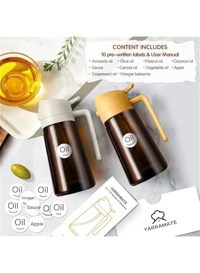 OCTOBER 16oz/470ml Light-Blocking Dark Oil Sprayer for Cooking, 2 in 1 Olive Oil Dispenser Bottle for Kitchen, Premium Dark Amber Glass Oil Bottle, Food-Grade Oil Mister for Air Fryer, BBQ (White) - Image 2