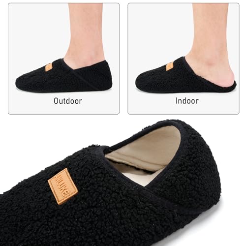 ANLUKE Slipper for Women Men Slipper Socks Fuzzy House Shoes Rubber Sole Slip On Soft-Lightweight Non Slip Indoor/Outdoor Black - Image 2