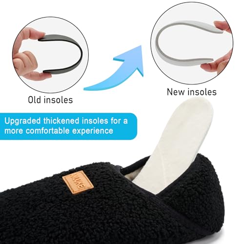 ANLUKE Slipper for Women Men Slipper Socks Fuzzy House Shoes Rubber Sole Slip On Soft-Lightweight Non Slip Indoor/Outdoor Black - Image 4