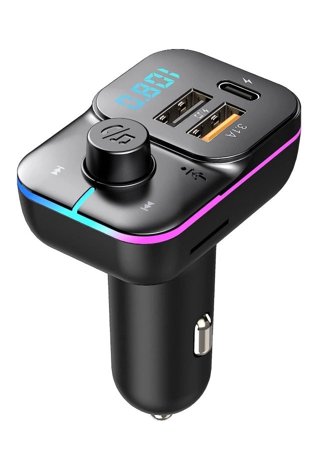 Generic Bluetooth Car Adapter FM Bluetooth Transmitter Car Radio Car Bluetooth Transmitter PD QC Quick Charge 8 RGB LED 3 USB Ports Handsfree Calls Bluetooth 5.0 Supports TF Card and U-Disk  - Image 1