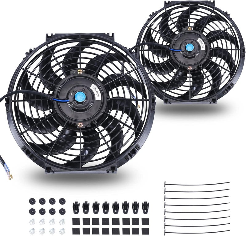 FGJQEFG 12 Inch Universal Slim Electric Radiator Cooling Fan Kit - Image 1