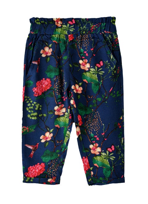 Girls' Floral Print Elastic Waist Pants