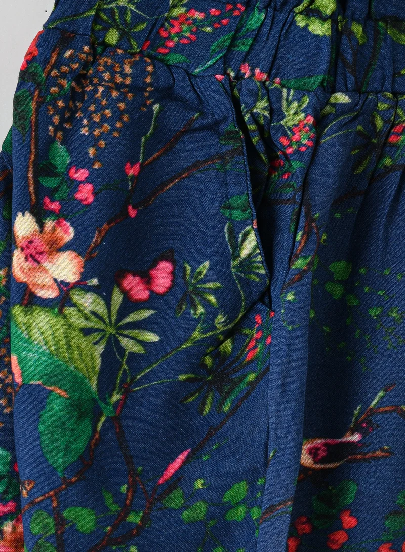 Jelliene Girls' Floral Print Elastic Waist Pants