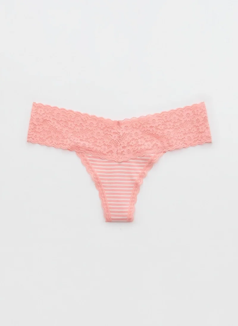 Aerie Superchill Vintage Lace Cotton Thong Briefs