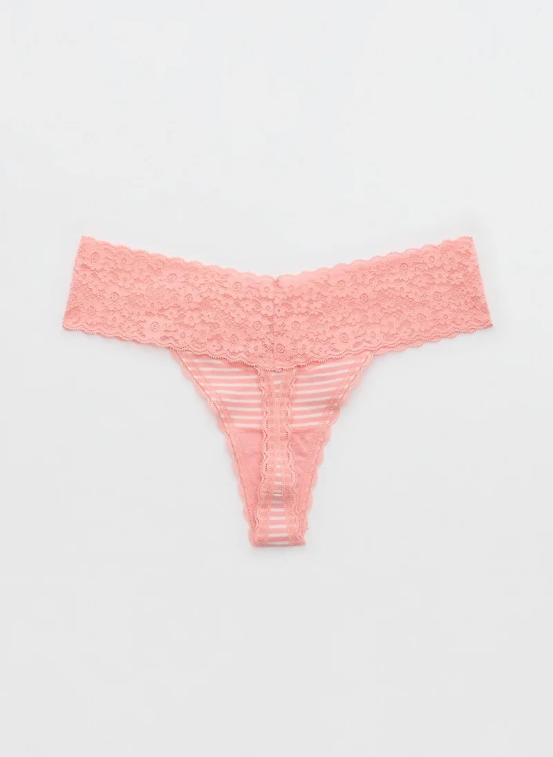 Aerie Superchill Vintage Lace Cotton Thong Briefs