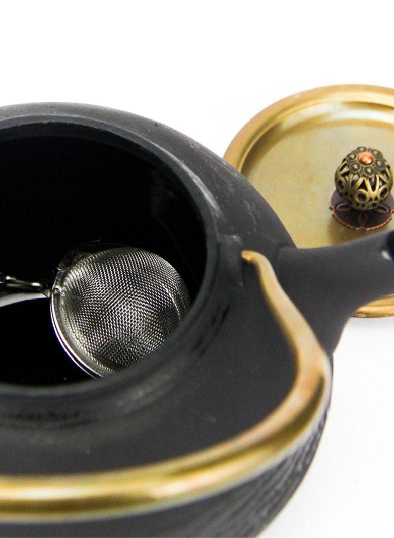 Tealand Durable Coated with Enamel Interior Cast Iron Teapot with Stainless Steel Infuser for Brewing Loose Tea Leaf 1.2L Black - Image 4