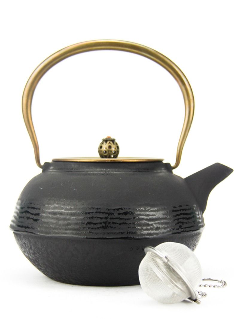 Tealand Durable Coated with Enamel Interior Cast Iron Teapot with Stainless Steel Infuser for Brewing Loose Tea Leaf 1.2L Black - Image 2