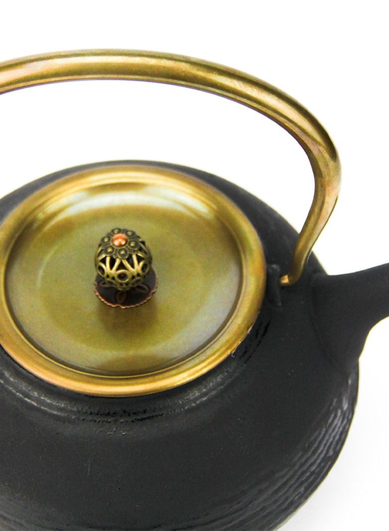 Tealand Durable Coated with Enamel Interior Cast Iron Teapot with Stainless Steel Infuser for Brewing Loose Tea Leaf 1.2L Black - Image 3
