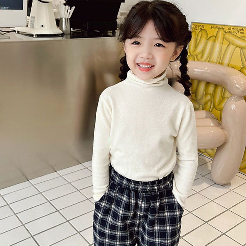 [Ready Stock Kidsren'S Style Bottoming Shirt Boys And Girls Pile Collar Sweater Little Girl Soft Waxy Half Turtleneck - Image 3