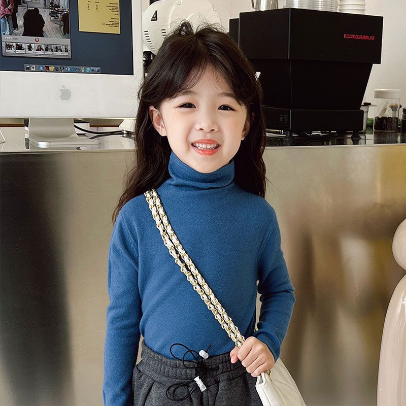 [Ready Stock Kidsren'S Style Bottoming Shirt Boys And Girls Pile Collar Sweater Little Girl Soft Waxy Half Turtleneck - Image 5