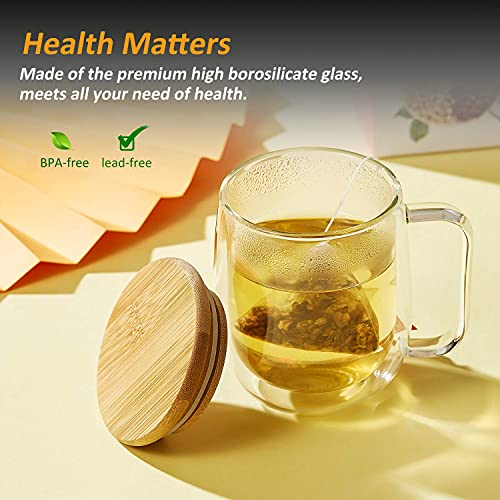 Baskety 250ml Handmade Healthy Coffee Cups Double Wall Glass Mugs Heat Resistant Glass Cups Thermal Insulated with Creative Wooden Lid (Pack of 1, 250ml) - Image 3