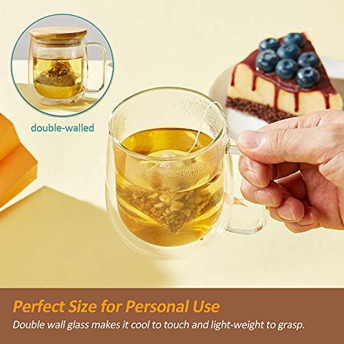Baskety 250ml Handmade Healthy Coffee Cups Double Wall Glass Mugs Heat Resistant Glass Cups Thermal Insulated with Creative Wooden Lid (Pack of 1, 250ml) - Image 4