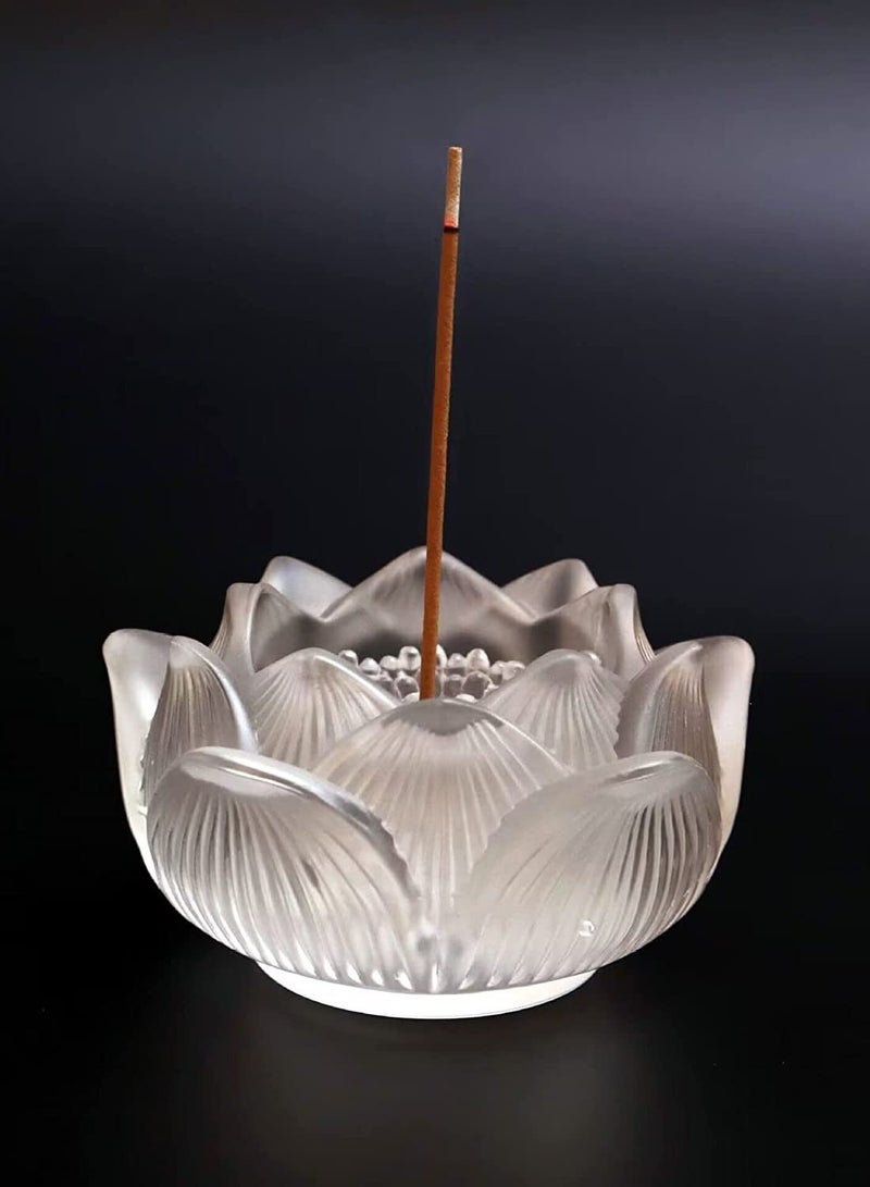 Captaintech Clear Artificial Crystal Lotus Flower Incense Holder Healing Crystal Stone Incense Burner Ash Catcher Incense Stick Cone Holder for Yoga Meditation and Home Office Decor  - Image 4