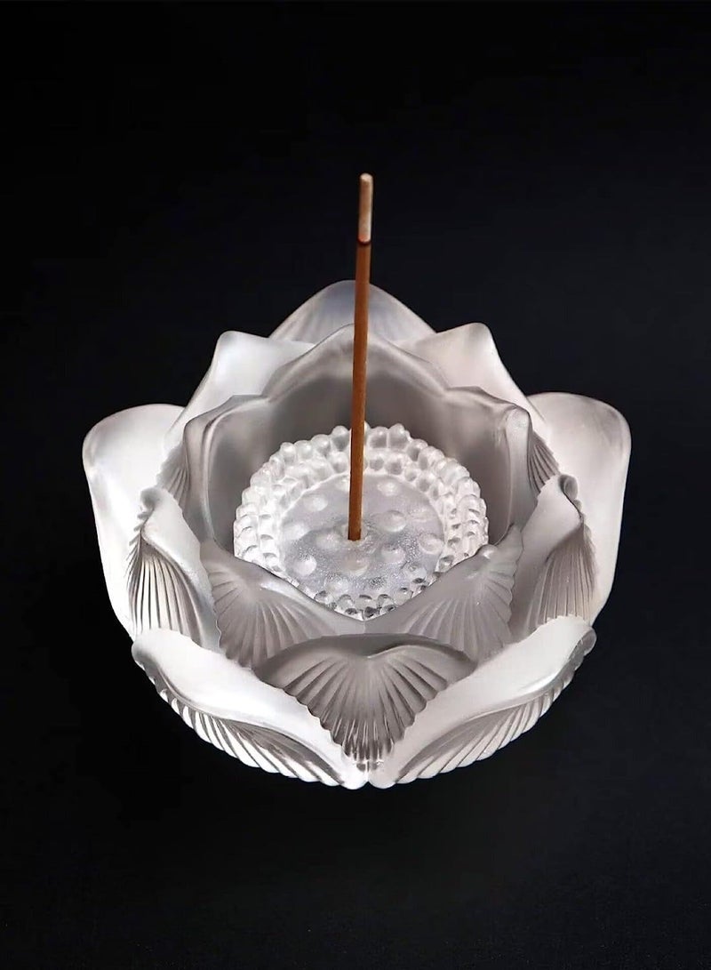 Captaintech Clear Artificial Crystal Lotus Flower Incense Holder Healing Crystal Stone Incense Burner Ash Catcher Incense Stick Cone Holder for Yoga Meditation and Home Office Decor  - Image 5