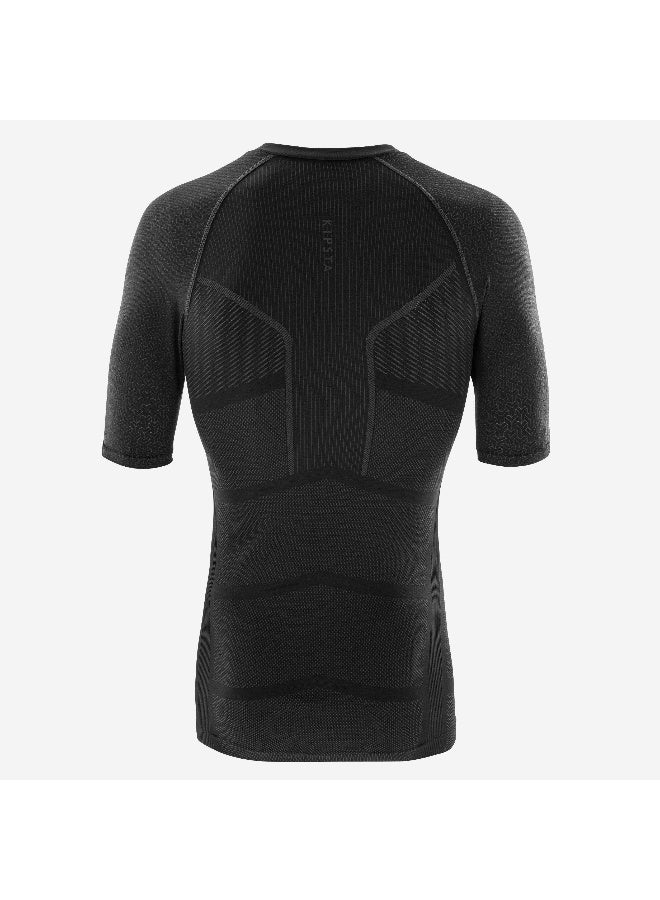 KIPSTA KIPSTA BY DECATHLON,Adult Football Short Sleeve Compression Base Layer Tight Keepdry 500 Black - Image 2