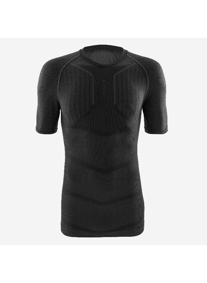 KIPSTA KIPSTA BY DECATHLON,Adult Football Short Sleeve Compression Base Layer Tight Keepdry 500 Black - Image 1