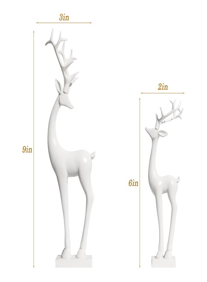 Pawliss Resin Christmas Reindeer Figurines: 2pcs White Christmas Deer Statues, Elegant Accent Winter Deer Table Ornaments, Classic Gifts Xmas Decorations for The Home - Image 2