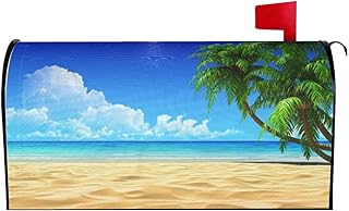 Abucaky Abucaky Summer Beach Palm Trees Mailbox Cover Magnetic Waterproof Mailbox Wraps Post Letter Box Decor 21x18 in  - Image 1