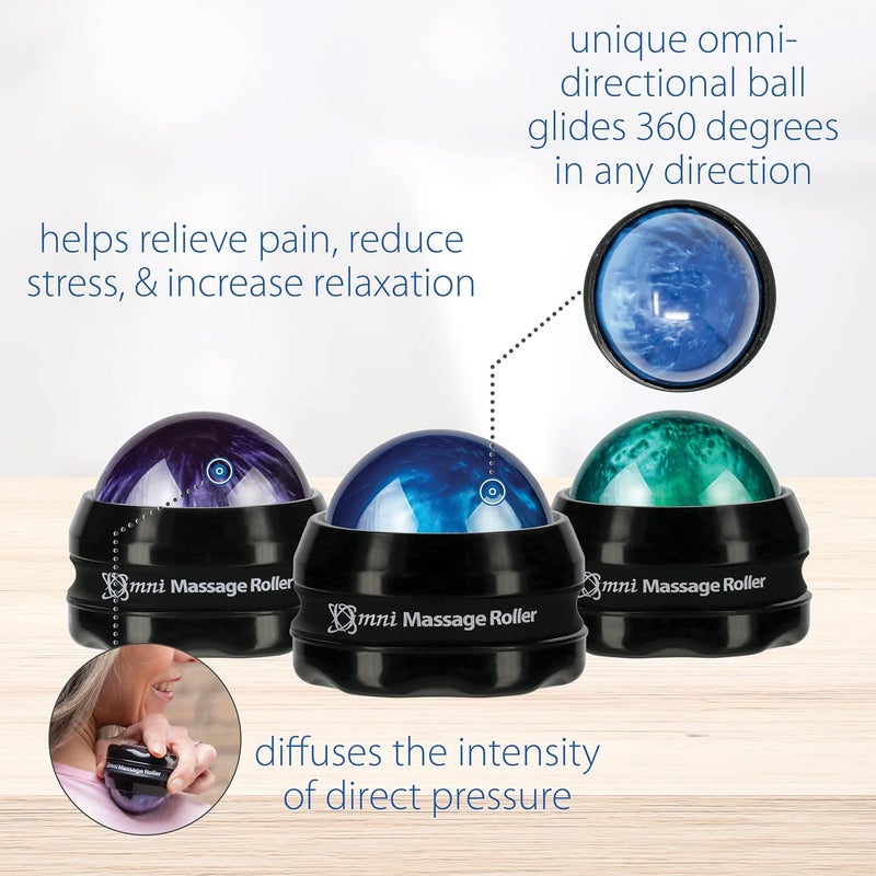 Core Products Omni Massage Ball Manual Roller Massager for Self Massage Therapy Tool Black Cap  Blue - Image 5