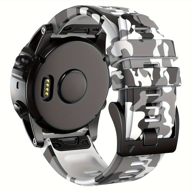 حزام ساعة سيليكون كويك فيت 22 مم بلون التمويه الأخضر متوافق مع Garmin Fenix 8 Pro - Image 3