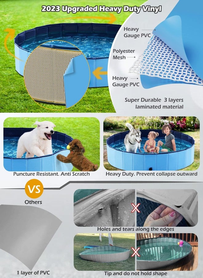 Jasonwell Foldable Dog Pool Collapsible Hard Plastic Dog Swimming Pool Portable Kiddie Pool Pet Pool Doggie Wading Pool Bath Tub for Puppy Small Medium Large Dogs Cats and Kids 55.1" - Image 4
