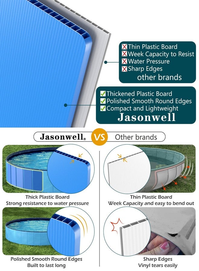 Jasonwell Foldable Dog Pool Collapsible Hard Plastic Dog Swimming Pool Portable Kiddie Pool Pet Pool Doggie Wading Pool Bath Tub for Puppy Small Medium Large Dogs Cats and Kids 55.1" - Image 5