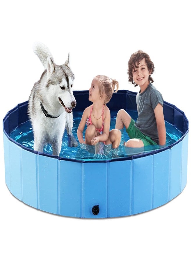 Jasonwell Foldable Dog Pool Collapsible Hard Plastic Dog Swimming Pool Portable Kiddie Pool Pet Pool Doggie Wading Pool Bath Tub for Puppy Small Medium Large Dogs Cats and Kids 55.1" - Image 1